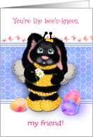 Custom Front Friend Cute Bumble Bee Bunny Easter card