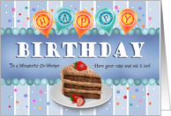 Co Worker Chocolate Cake Strawberry Happy Birthday card