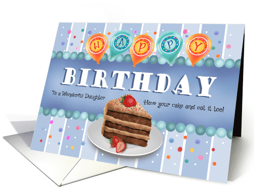 Daughter Chocolate Cake Strawberry Happy Birthday card (1607384)