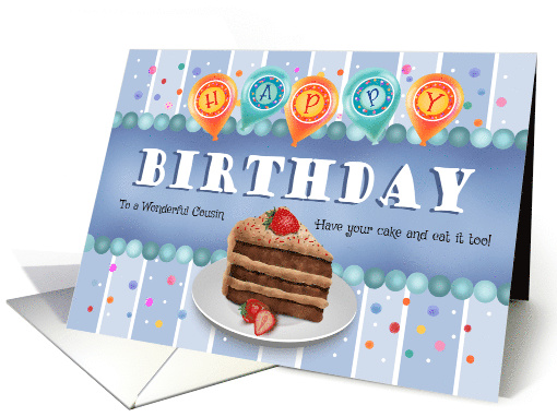 Cousin Chocolate Cake Strawberry Happy Birthday card (1607386)