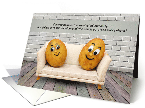 Couch Potatoes COVID-19 Social Distancing Humor card (1608260)