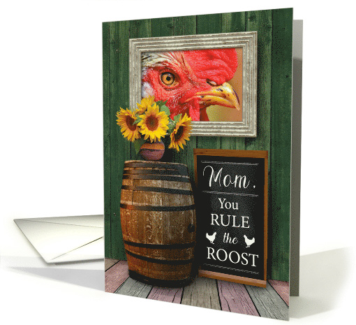 Rustic Rooster Chicken Sunflower Theme Mothers Day card (1610164)