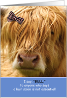 Humor Highland Cow Theme Hairstylist Miss You COVID-19 card
