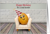 Hottie Couch Tater Girl Happy Birthday Social Distancing Humor card