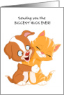 Thinking of You Dog and Cat Hugging Social Distancing card