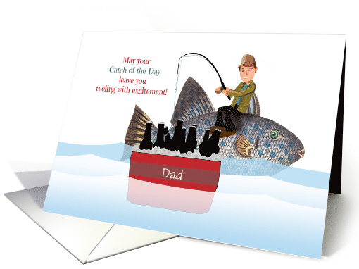 Custom Front Catch of the Day Fathers Day Humor card (1622680)