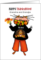 Grandpa Grandma Leaf Mask Girl Thanksgiving Social Distancing Humor card