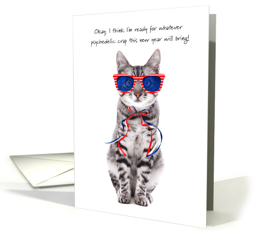 Covid-19 Humor Kitty Cat in 3-D Glasses New Year card (1660230)