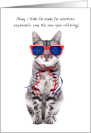 Covid-19 Humor Kitty Cat in 3-D Glasses New Year card