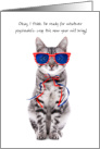 Covid-19 Humor Kitty Cat in 3-D Glasses New Year card