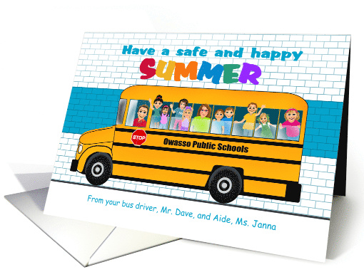 Custom Have Safe Happy Summer School Bus card (1680878)