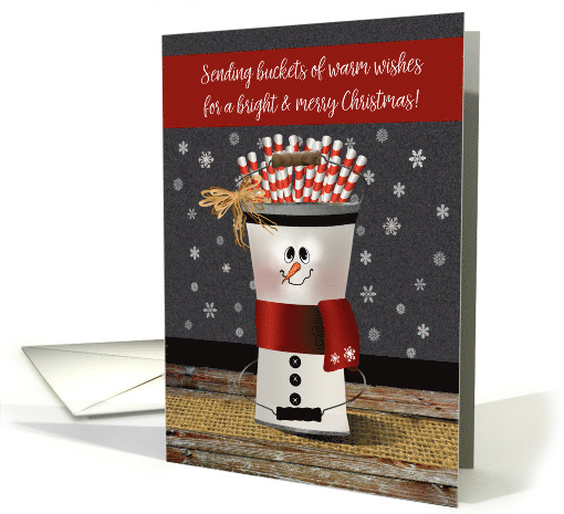 Buckets of Warm Wishes Snowman Christmas card (1710980)