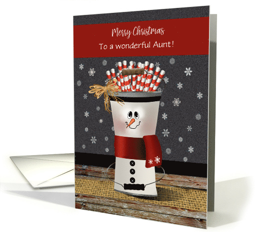 Custom Front Aunt Buckets of Wishes Snowman Christmas card (1710982)
