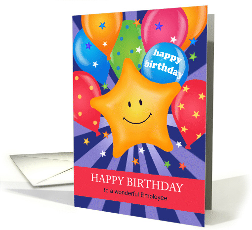 Employee Business Smiling Star Balloon Birthday card (1722862)