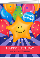 Employee Business Smiling Star Balloon Birthday card