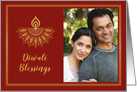 Diwali Greetings Gold Mandala Styled Diya Photo card