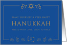 Hanukkah Greetings with Star of David & Hanukkah Icons Design Greeting card