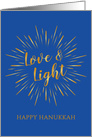 Hanukkah Greetings Love & Light in Light Burst Greeting card