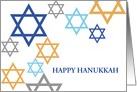 Hanukkah Greetings in Star of David Design Pattern Greeting card