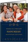 Hanukkah Greetings with Star of David & Hanukkah Icons Design Greeting card