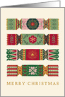 Christmas Greetings with Hand Drawn Crackers Design Greeting card
