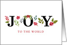Joy Christmas Greetings with Watercolor Elements Design Greeting card