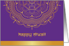 Diwali Greetings Gold Mandala in Purple Background Greeting card