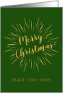 Merry Christmas Greetings in Light Burst Greeting card