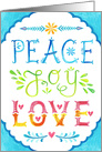 Christmas Greetings Peace Joy Love in Watercolor Typography card