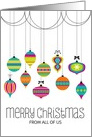 Christmas Greetings Colorful Dangling Ornaments Greeting card