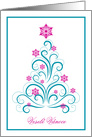 Czech Christmas Greeting Elegant Swirl Blue Christmas Tree card
