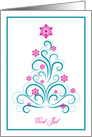 Norwegian Christmas Greeting Elegant Swirl Blue Christmas Tree card