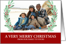 Christmas Photo Greetings with Watercolor Holly card