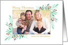 Christmas Photo Greetings with Watercolor Holly card