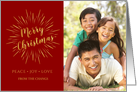Christmas Photo Greetings in Light Burst and Typography Design card