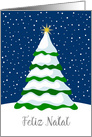Portuguese Christmas Greeting Winter Snow Christmas Tree card