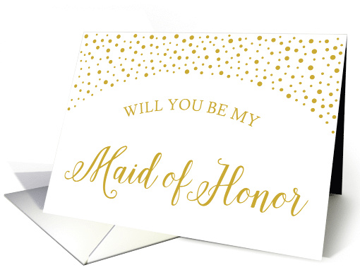 Gold Confetti Will You Be My Maid of Honor Wedding Request card