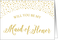 Gold Confetti Will You Be My Maid of Honor Wedding Request card