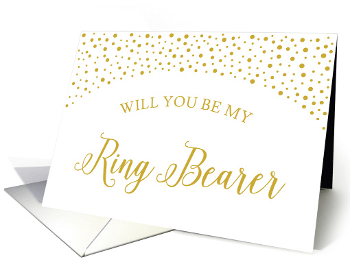 Gold Confetti Will You Be My Ring Bearer Wedding Request card