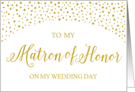 Gold Confetti Wedding Matron of Honor Thank You card