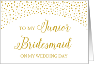 Gold Confetti Wedding Junior Bridesmaid Thank You card