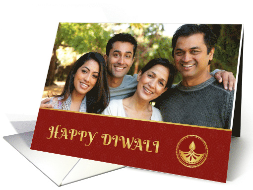 Diwali Greetings Gold Diya Photo card (1544336)