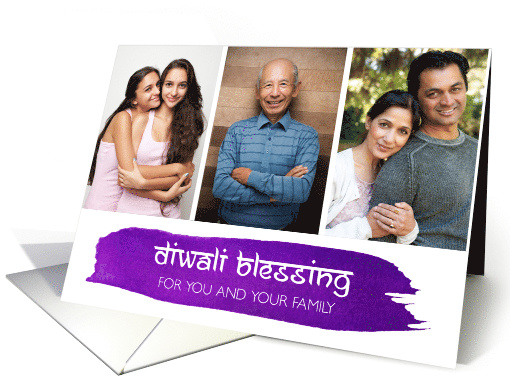 Diwali Greetings Watercolor Brush Calligraphy Text Photo card