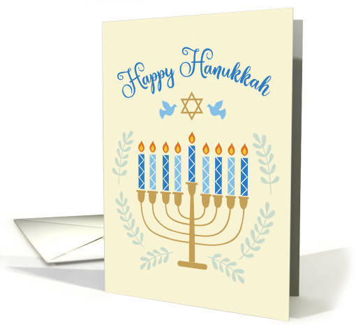 Hanukkah Greetings in Star of David and Menorah Design Greeting card