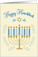 Hanukkah Greetings in Star of David and Menorah Design Greeting card