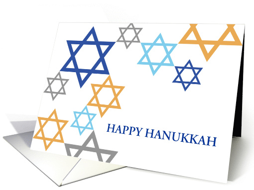 Hanukkah Greetings in Star of David Design Pattern Greeting card