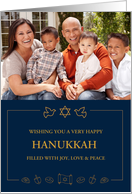Hanukkah Greetings with Star of David & Hanukkah Icons Design Greeting card