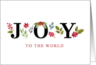 Joy Christmas Greetings with Watercolor Elements Design Greeting card