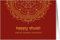 Diwali Greetings Gold Mandala in Red Background Greeting card