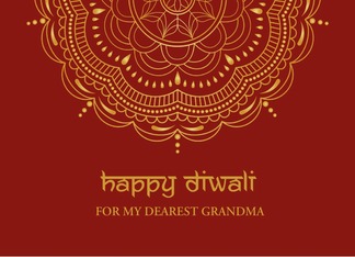 Diwali Greetings Gold Mandala in Red Background Greeting
